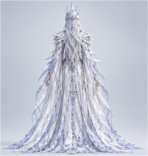 Human · silver regalia — Back view