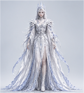 Human · silver regalia — Front view