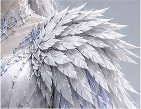 Human · silver regalia — Shoulder detail