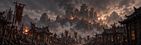 Burning Settlement — Mid-distance atmosphere