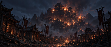 Burning Settlement — Night lighting
